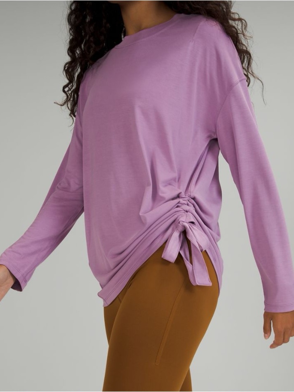 Lululemon Cinched Long-Sleeve Oversized Crew Neck Tunic Top in Lavender Size 2
